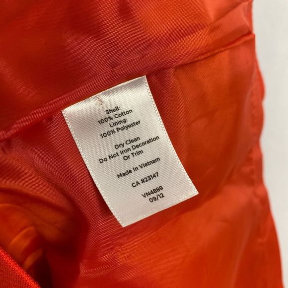 TALBOTS Red Orange A Line Pencil Skirt w/ Gold Button Accents - Picture 7 of 9